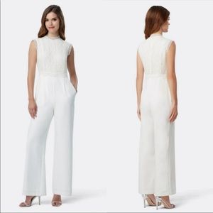 Tahari ASL White Lace Crepe Jumpsuit Size 10